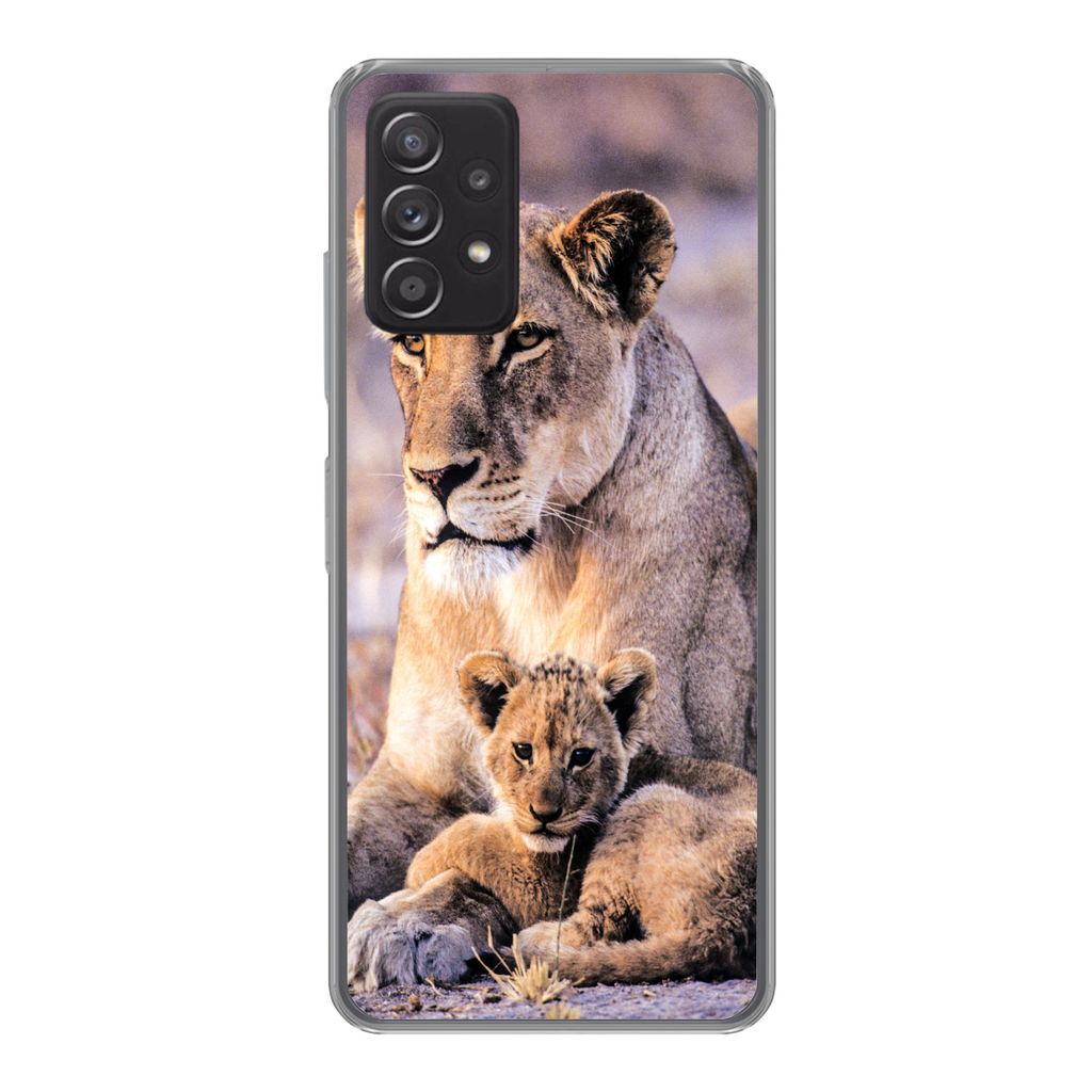 MuchoWow Handyhülle Schutzhülle Hülle für Samsung galaxy a73 Löwin - Löwe - Junges Silikon Softcase Handy Hülle - Handyhülle
