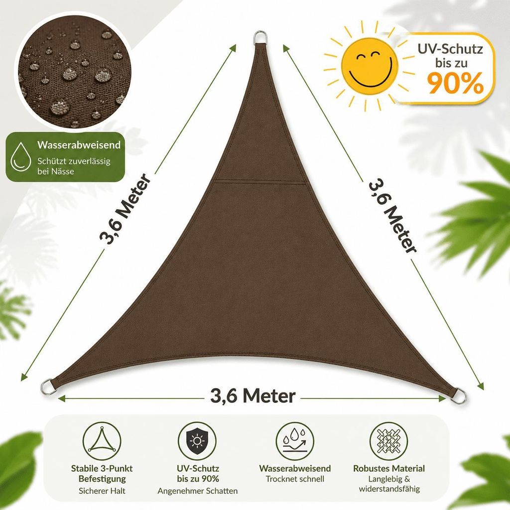 Sonnensegel Dreieck Sonnenschutz Schattensegel UV-Schutz Produktbild 