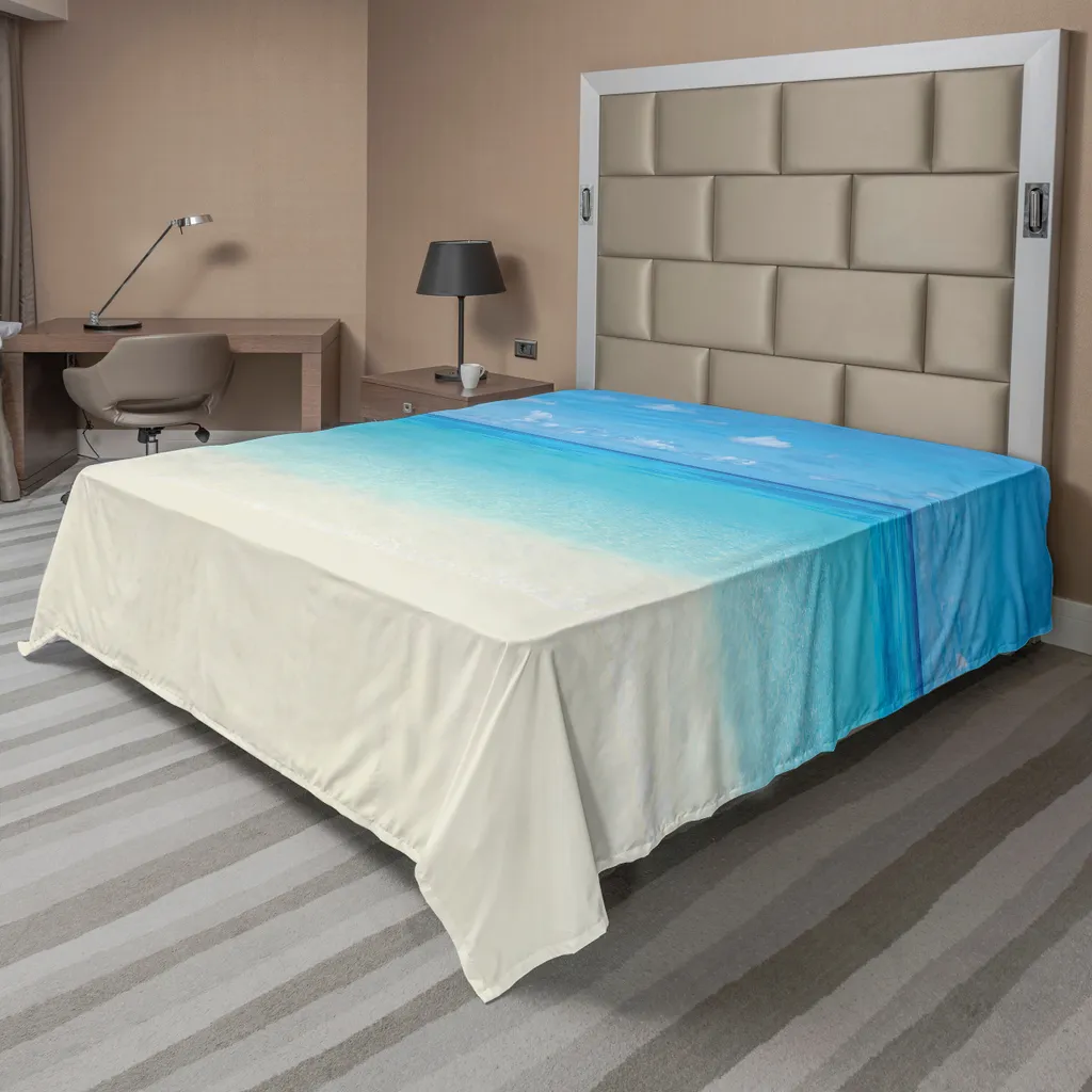 Grand drap de lit microfibre douce motif Océan Caraïbes 275x260 cm