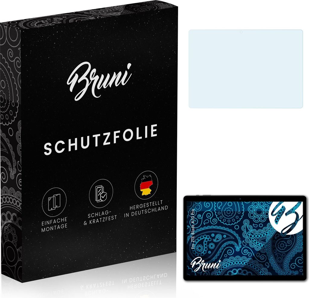 Bruni Basics-Clear 2x Schutzfolie kompatibel mit ZTE Blade X10 Pro Folie