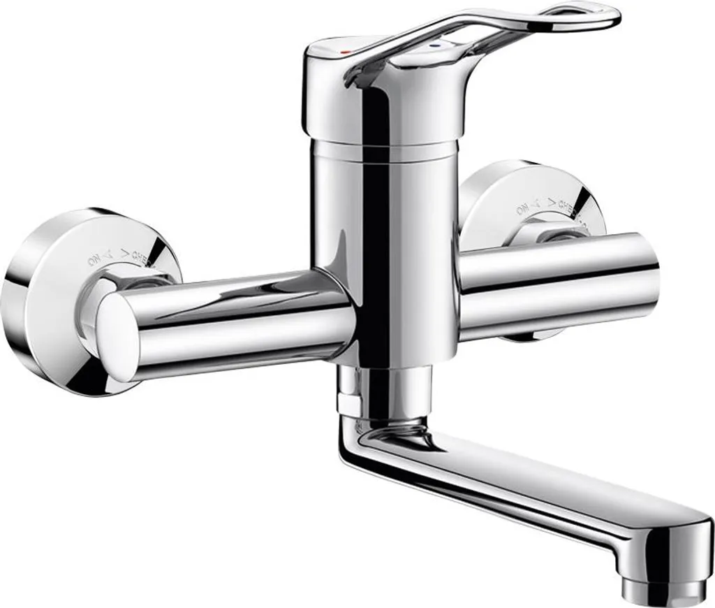 Mitigeur mural Securitouch Delabie à bec pivotant 150mm anti-brûlure