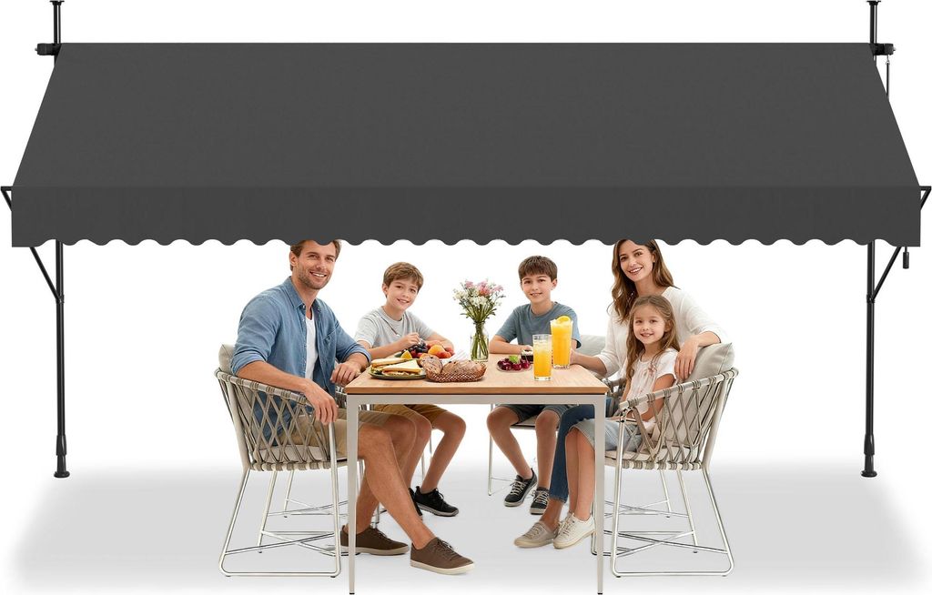 LARS360 Dunkelgrau 350cm Klemmmarkise Balkonmarkise mit Produktbild 