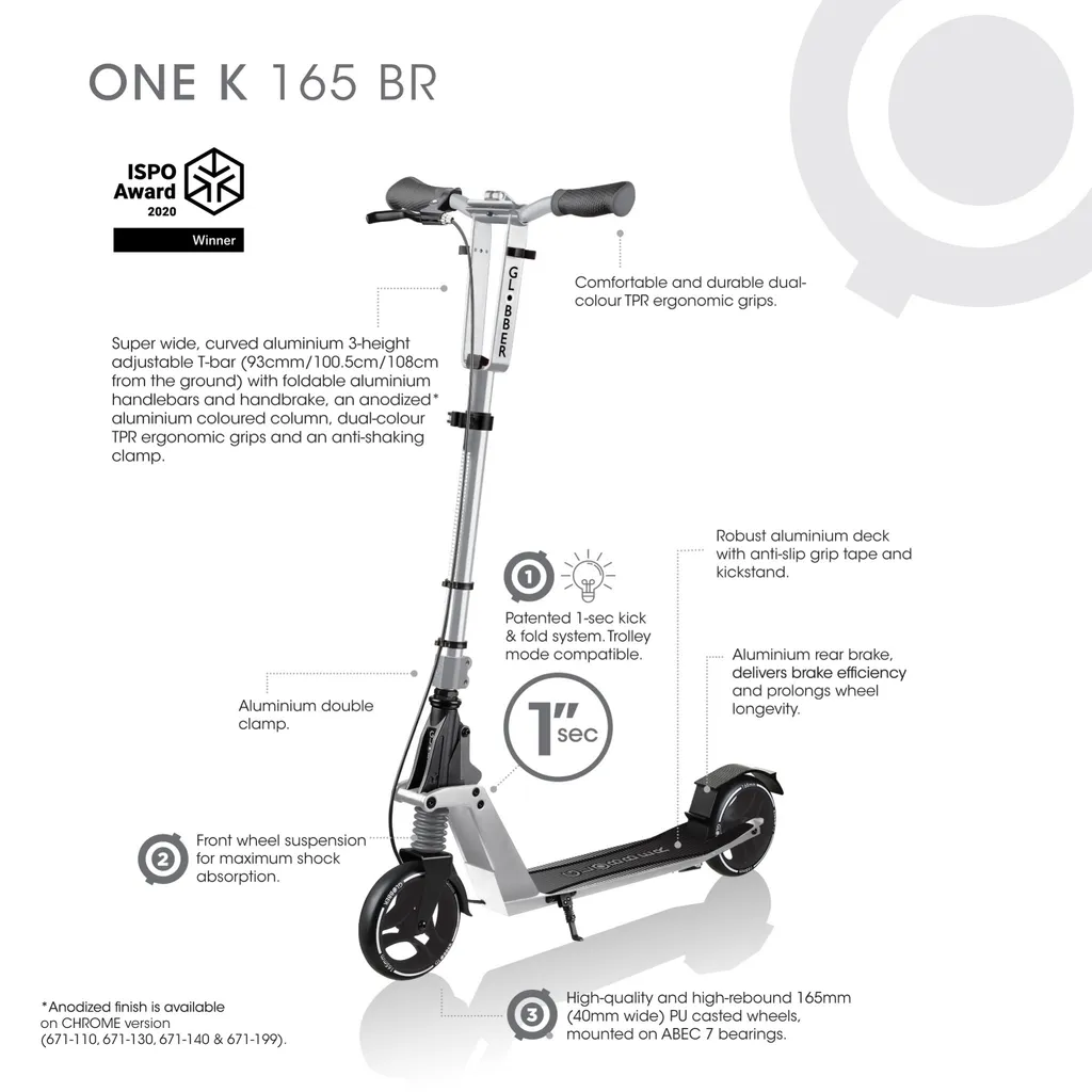 Trottinette Confortable Globber One K 165 BR : Dites Adieu aux Bouchons