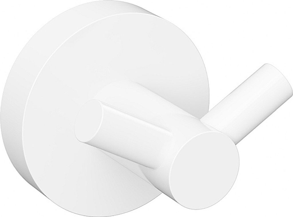 WHITE Doppelkleiderhaken Messing Weiß 55x55x50 mm für Bad & Küche >> zum Bohren oder Kleben