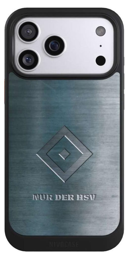 NIVOCASE Hülle für Apple iPhone 17 Pro Max Handyhülle NIVOcore Case Schwarz HSV Hamburger SV Metallic Look