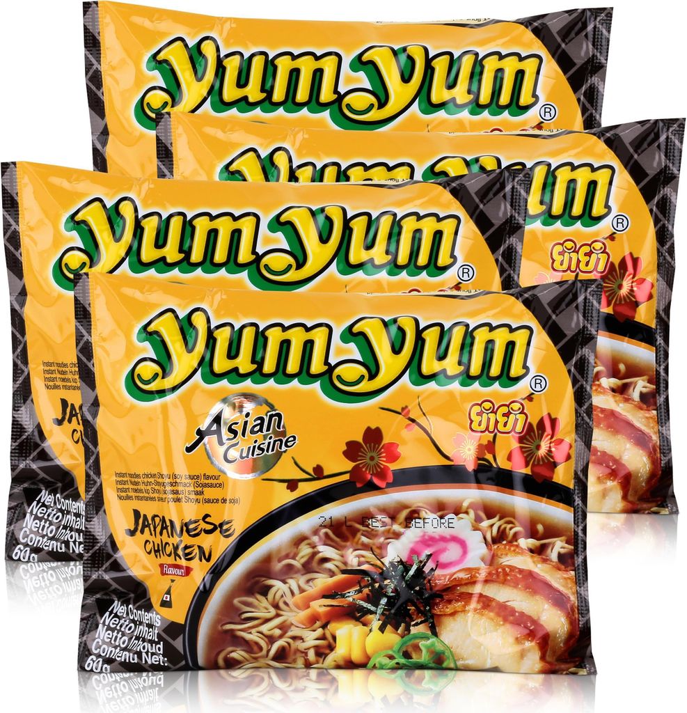 Yum Yum Instant Nudeln Japanese Chicken 60g - Fertiggericht (4er Pack)