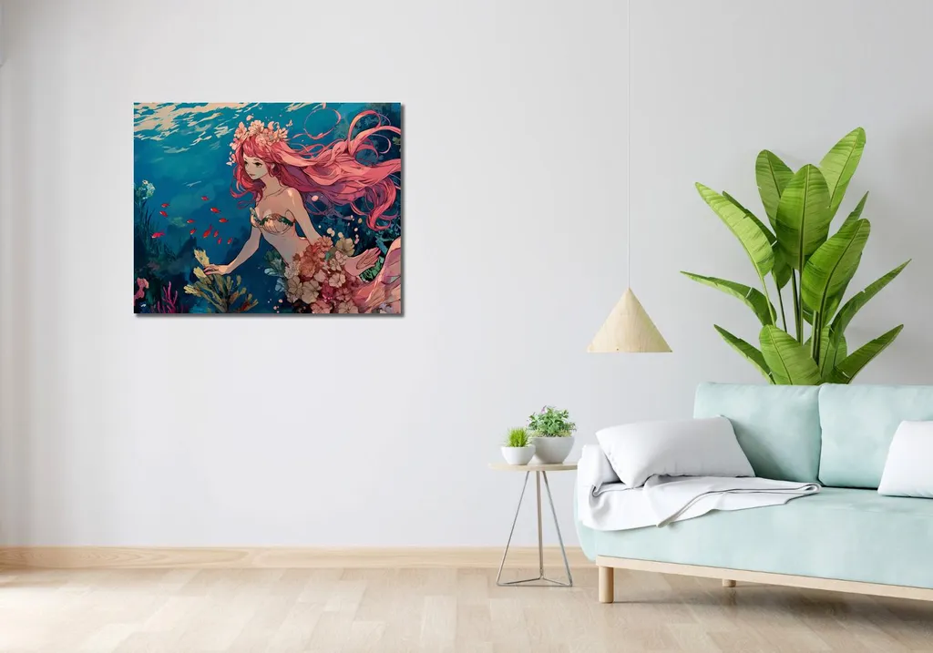 Image 90 x 70 cm Nymphe Océanique Grand Format avec Couleurs Vives