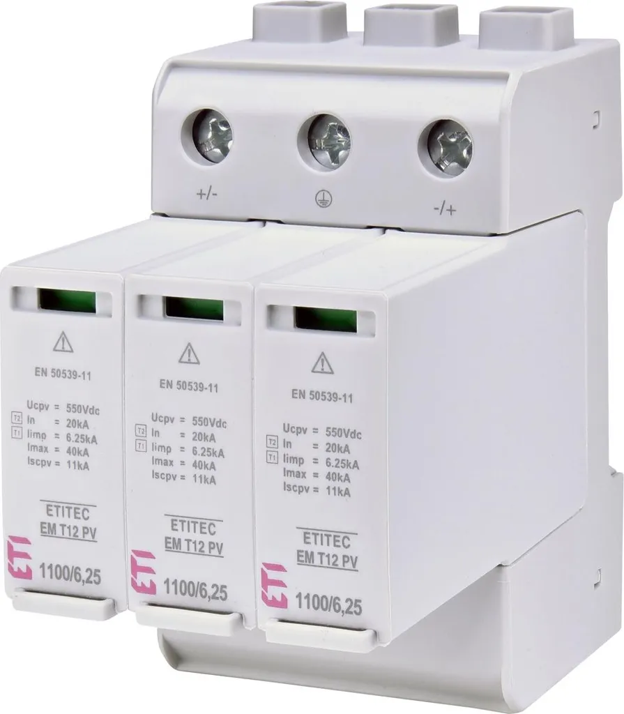 Parafoudre Photovoltaïque 1100V DC Type 1+2 ETITEC EM T12 PV pour Solaire