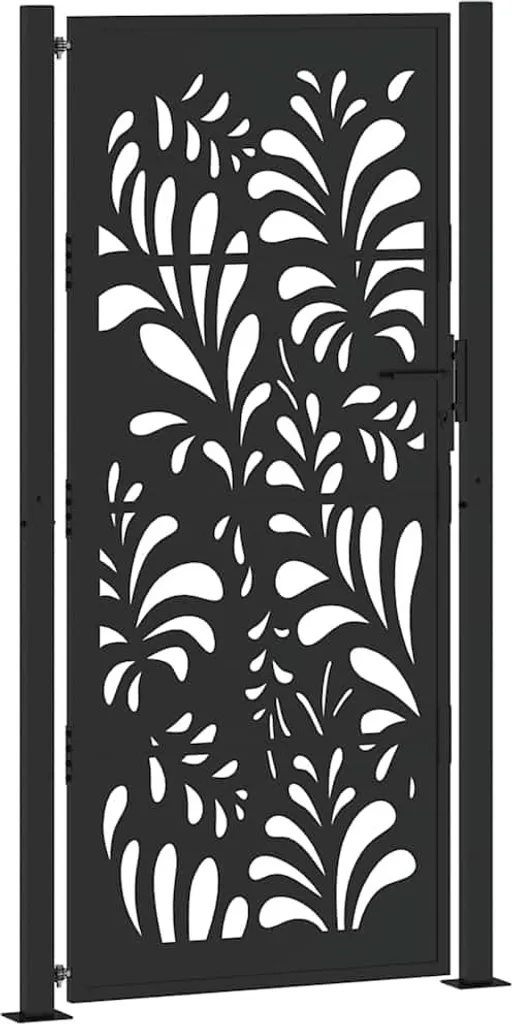 Portail jardin acier noir 100x200 cm anti-corrosion pour clôture durable