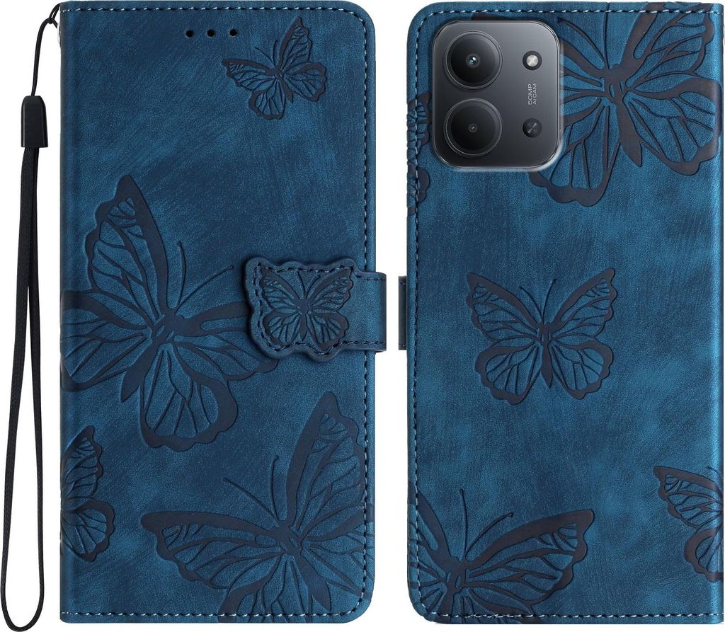 Xiaomi Redmi 15C Hülle - Coverup Schmetterlinge Klapphülle - Blau