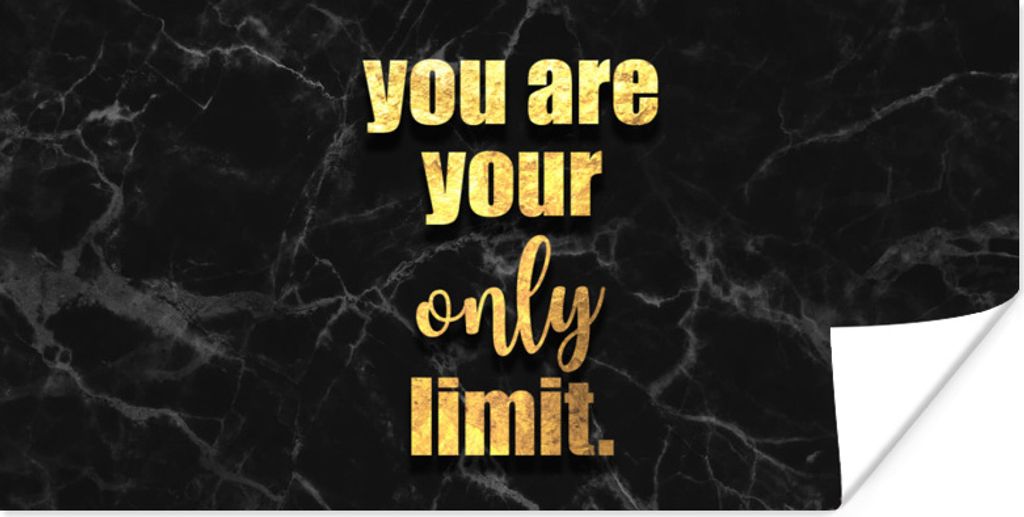 MuchoWow Poster Zitate - Motivation - Gold - Marmor 80x40 cm - Wanddeko