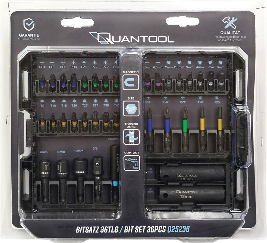 QUANTOOL Q25236 Set di punte QUANTOOL, 36 pezzi, in scatola di plastica