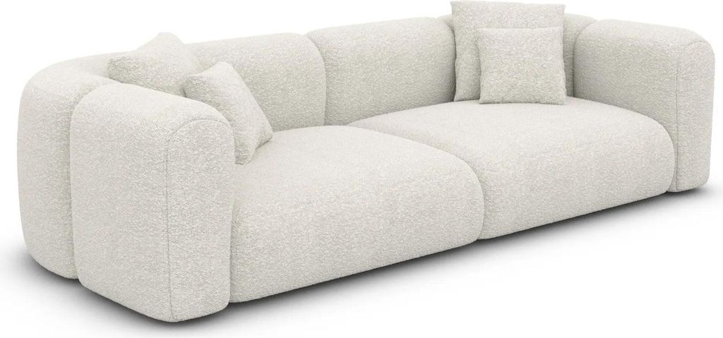 Bouclé 3-Sitzer Couch Belio Weiß