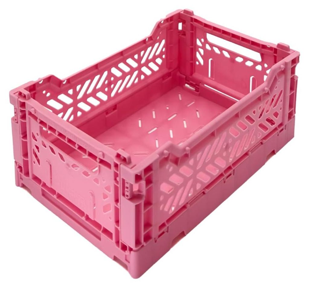 Faltbare Aufbewahrungskörbe, Plastikbox, Schwesterfaltstange, Stapelstange (klein, babyrosa)