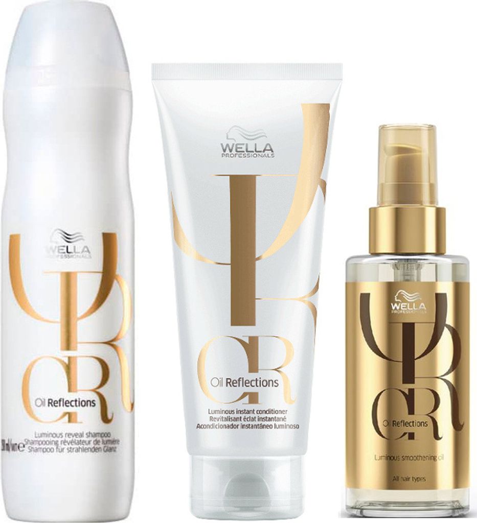 Wella | Pflege-Set Oil Reflections - Shampoo 250ml + Conditioner 200ml + Öl 100ml - Glanz - Feuchtigkeit - Geschmeidigkeit