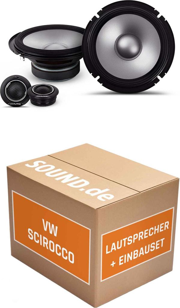 Lautsprecher Boxen Einbaupaket vorne Alpine S2-S65C passend für VW Scirocco III | 2x Tief-Mitteltöner 2x Hochtöner