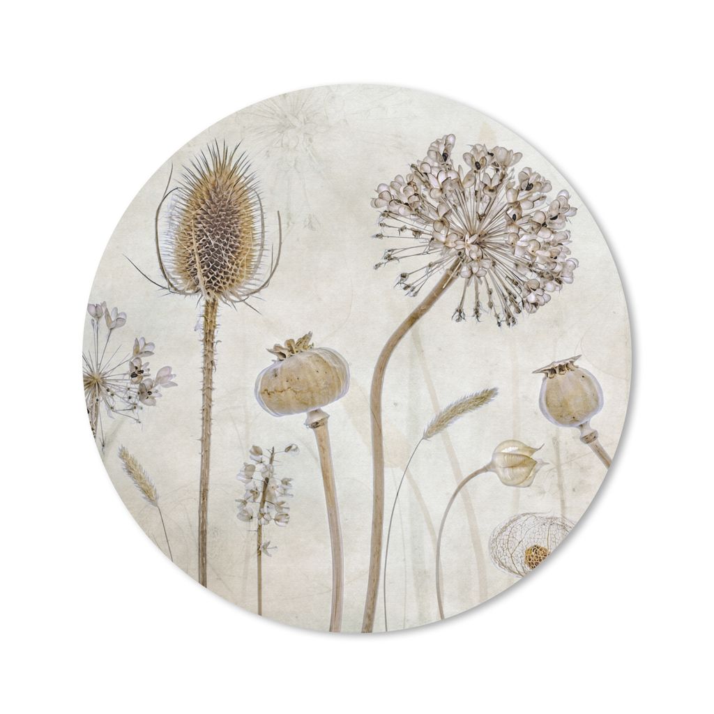 MuchoWow Mauspad Mousepad Blumen - Aquarell - Stilleben - Braun - Vintage 20x20 cm - Mousepads - Maus Mat - Pad - Mausunterlage - Schreibtischmatte
