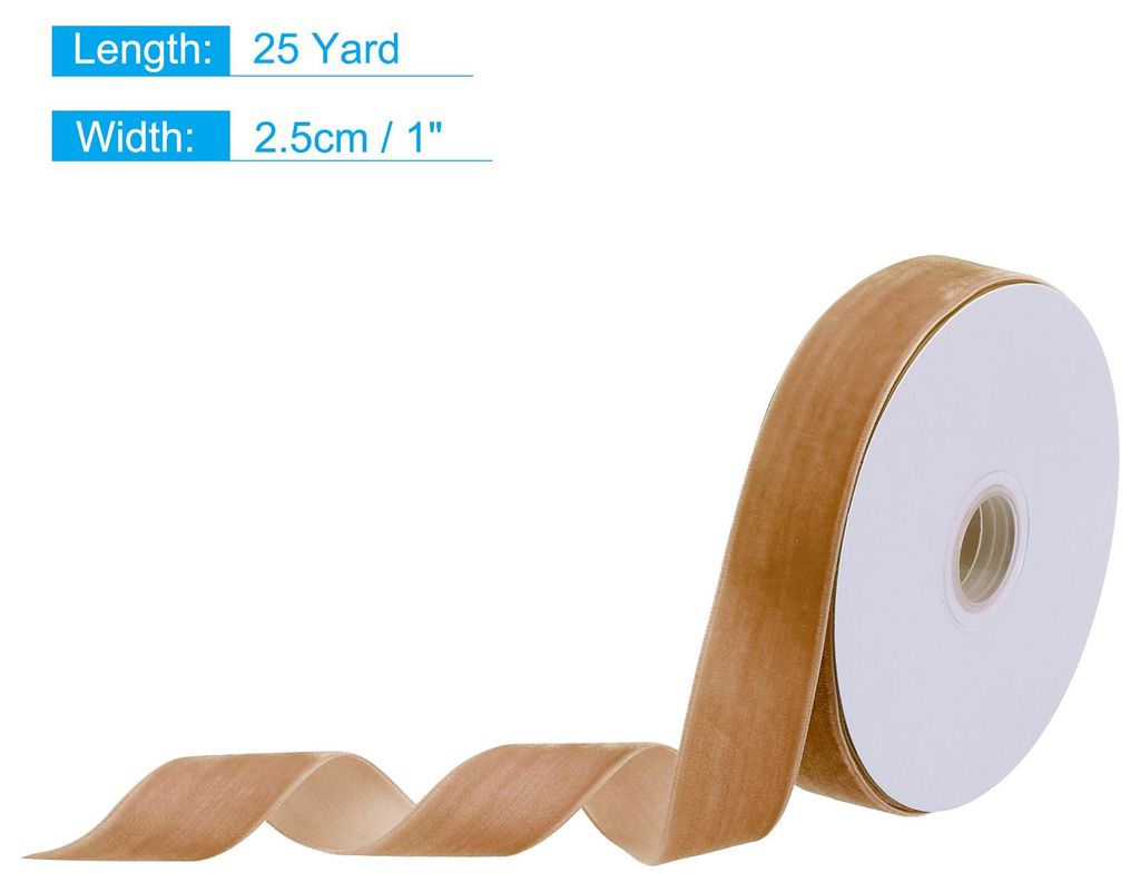 22 Meter Samtband , 2.5cm Weihnachten Velvet Ribbon fš¹r Str?u?e, DIY Basteln, Geschenkverpackung, Hochzeit Party (Kaffee)