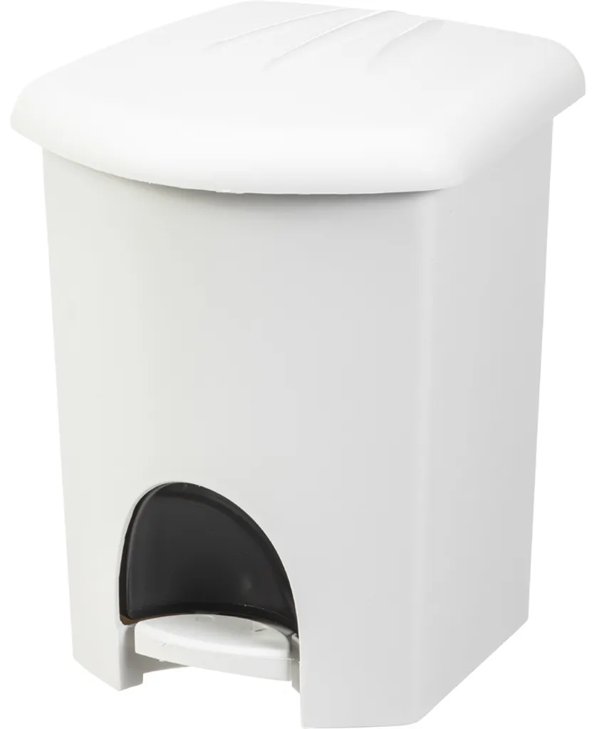 Seau à pédale 6L blanc Plast Team : fini le désordre dans la salle de bain