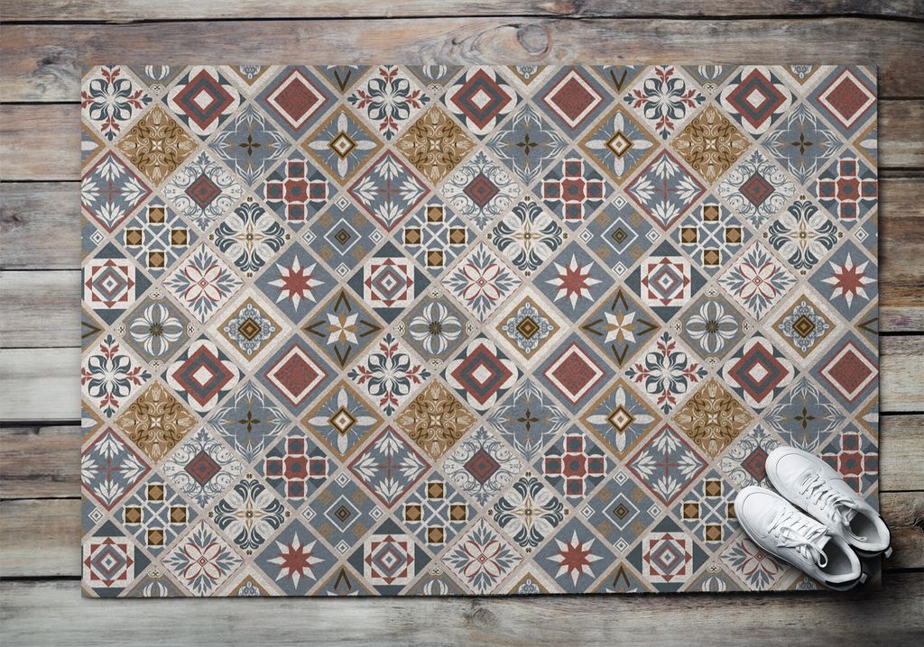 Fußmatte Aussen - Schuhmatte Haustür- Schmutzfangmatte Türvorleger - Outdoor Teppich Schmutzfänger - 150x100 cm - Mosaik