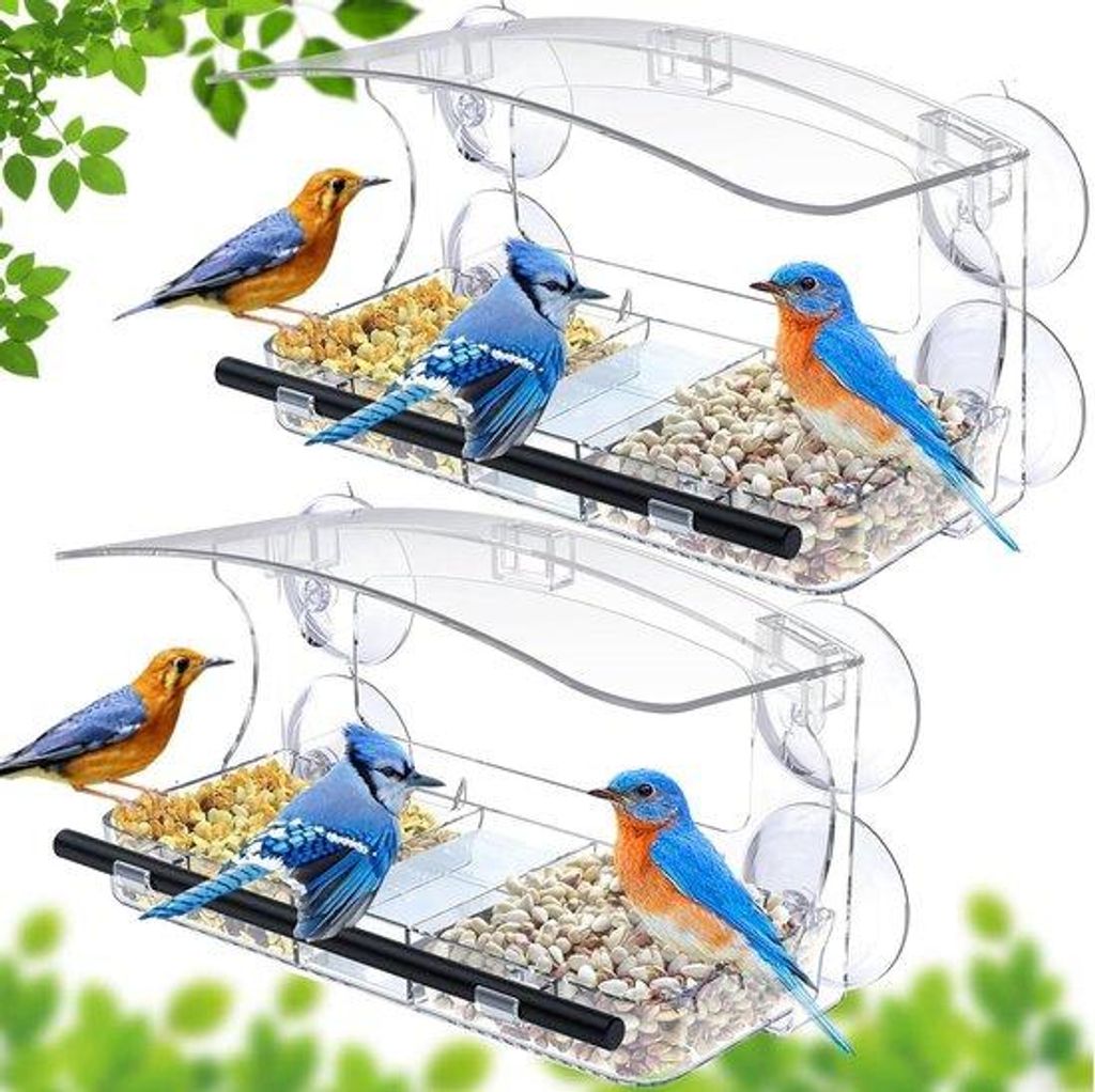 Vogelfutterbox Fenster Set 2teilig mit Saugglocken und Ablauf