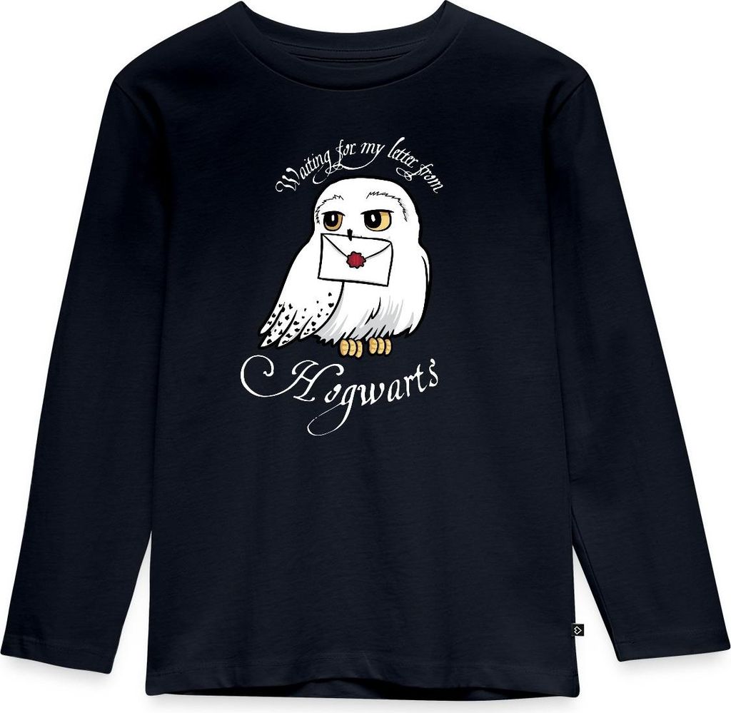Spreadshirt Harry Potter Hedwig Brief Kinder Premium Langarmshirt, 98/104 (2 Jahre), Navy