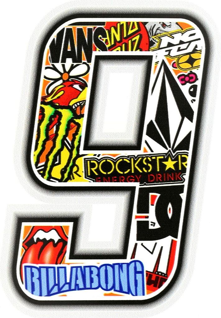 Aufkleber - Stickerbomb Startnummer "9"