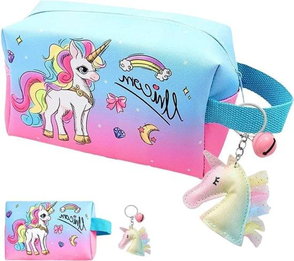 Trousse de toilette licorne pour enfant, organisateur de beauté rose