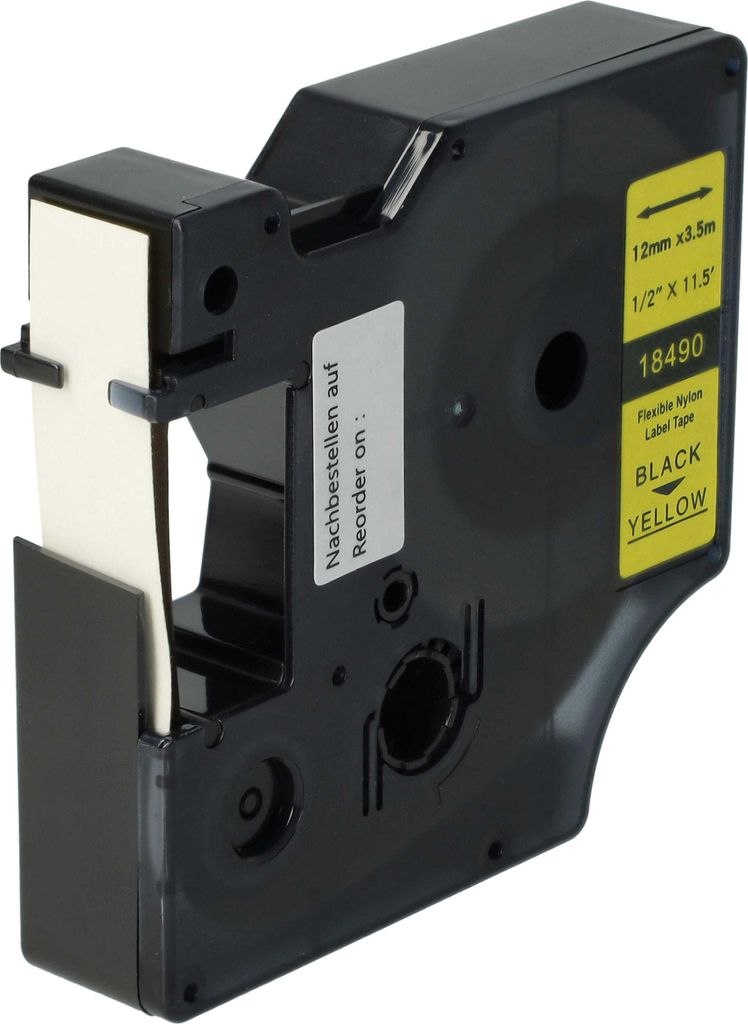 vhbw Schriftband-Kassette Ersatz für Dymo 18490 für Etiketten-Drucker 3,5m x 12mm Schwarz auf Gelb, Nylon