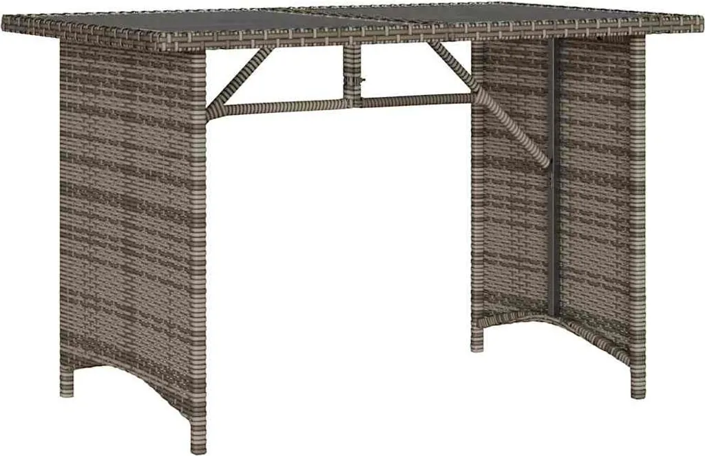 Tavolo da Pranzo Esterno vidaXL Grigio Poly Rattan 110 cm con Vetro