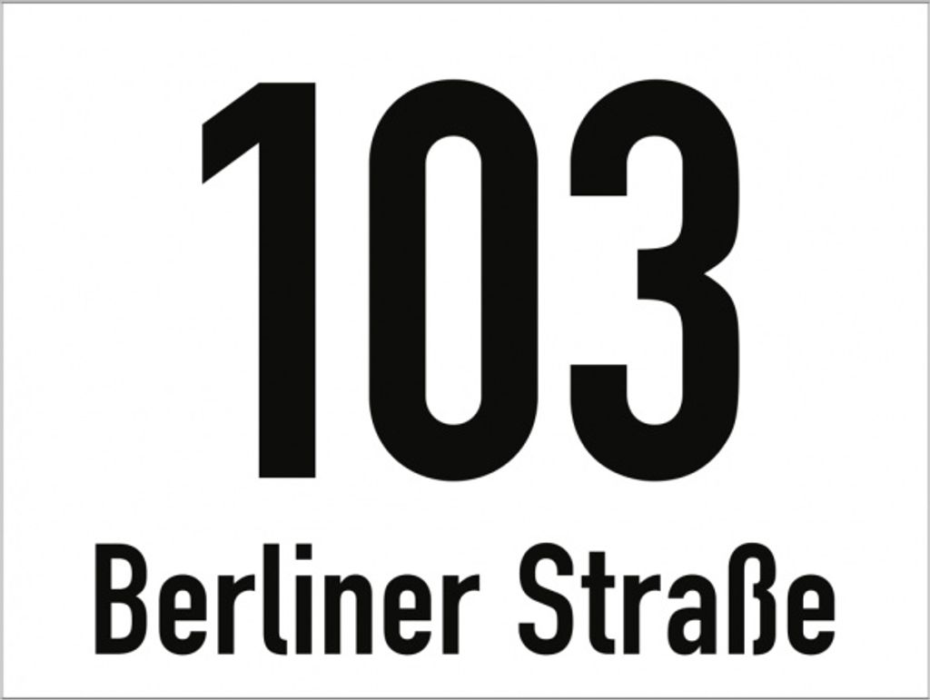 Dreifke Hausnummernschild mit Straßenangabe, weiß, Alu, reflektierend, 200x1...
