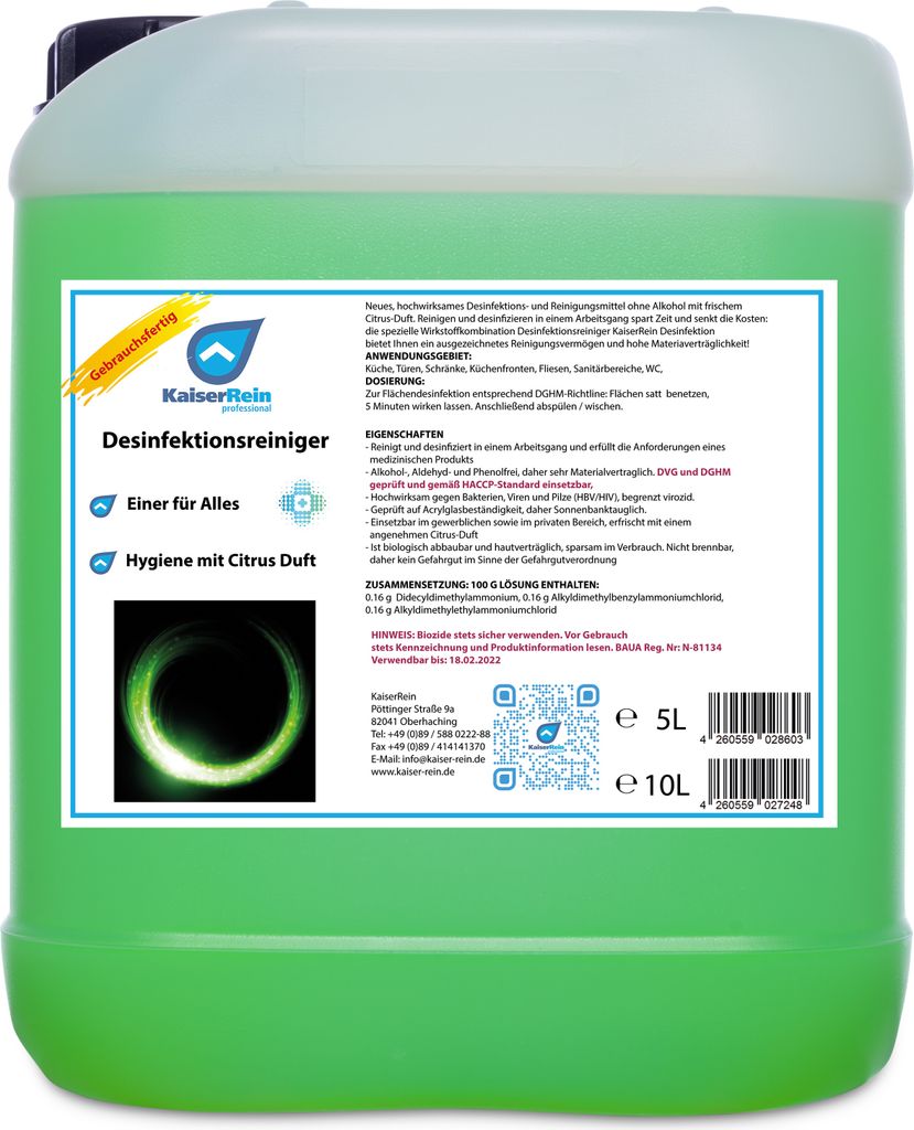 KaiserRein Desinfektionsspray 5 L Kanister schonendes Produktbild 