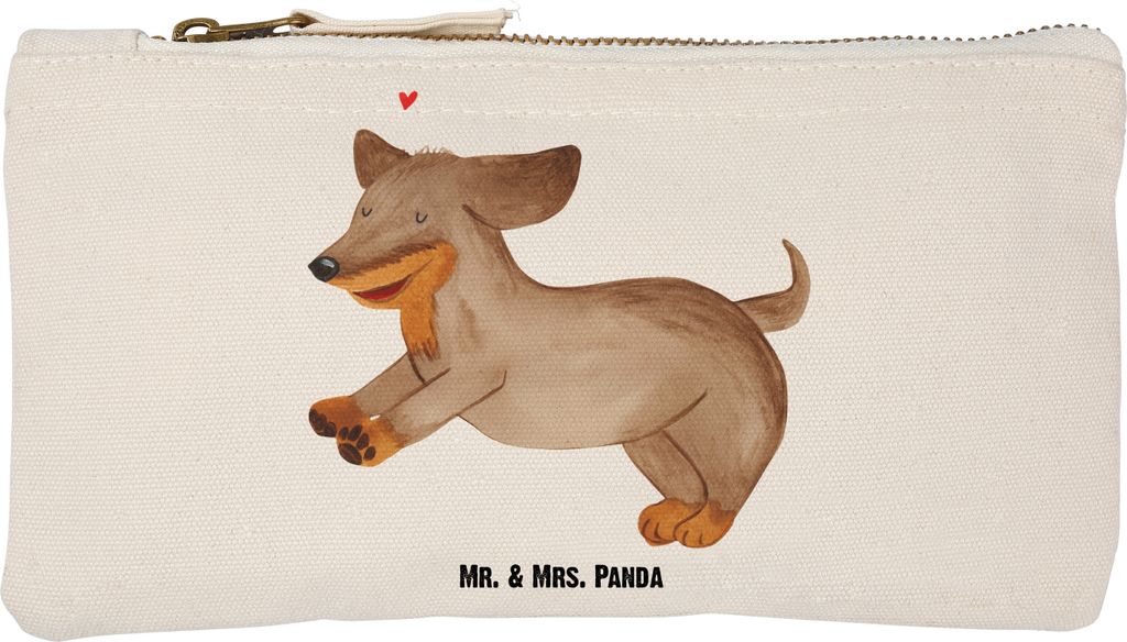 Mr. & Mrs. Panda Pouch Hund Dackel Größe S Klein - Weiß - Geschenk, Etui, Mäppchen, Hunde, pencil case, Dachshund, Sprüche, Stoffbeutel, Herz,...