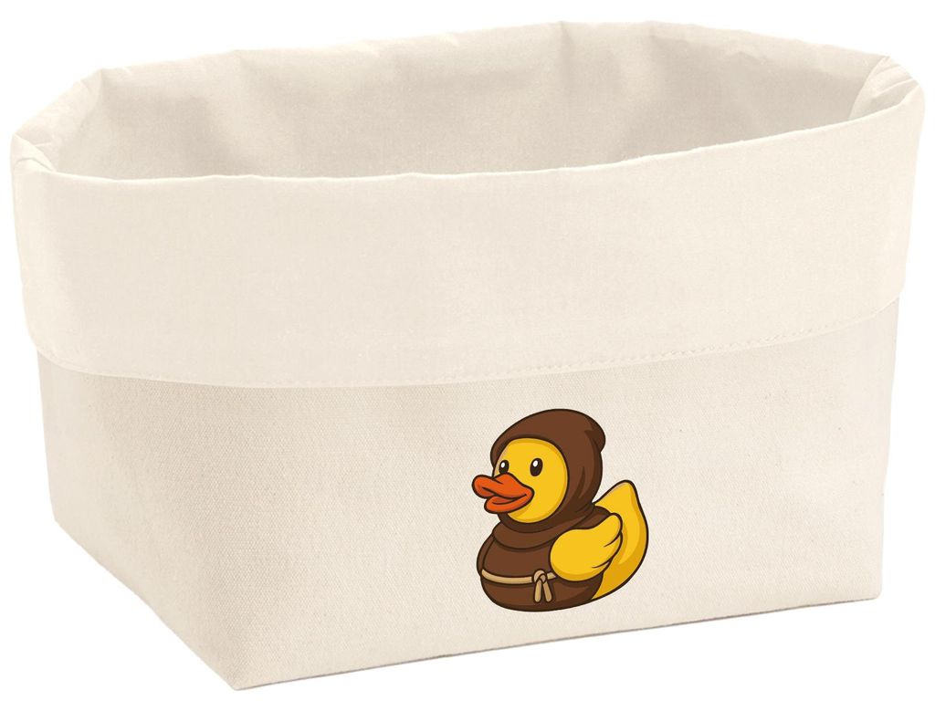 Huuraa Organizer Quietscheente Mönch Gummiente Kloster 3 Liter Medium Canvas Baumwolle Utensilo Geschenkidee