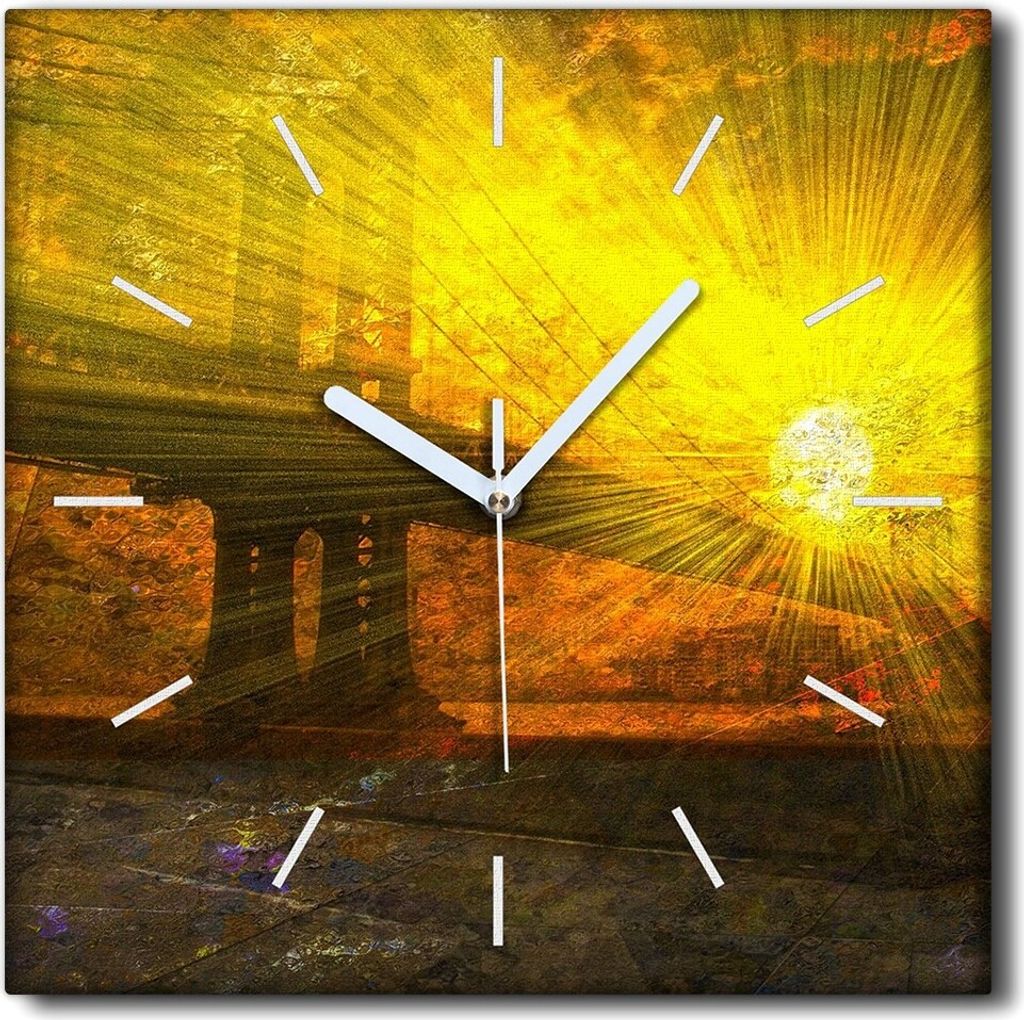 Coloray Uhr auf Leinwand 30x30 cm Wand Uhr Dekoration Wohnzimmer Segeltuch weiße Zeiger -Manhattan Ny Landschaft.