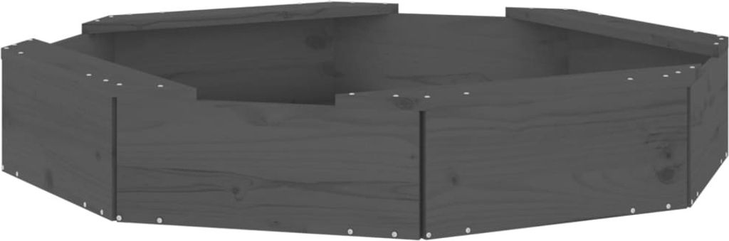 Sandkasten mit Sitzen Grau Achteck Massivholz Kiefer