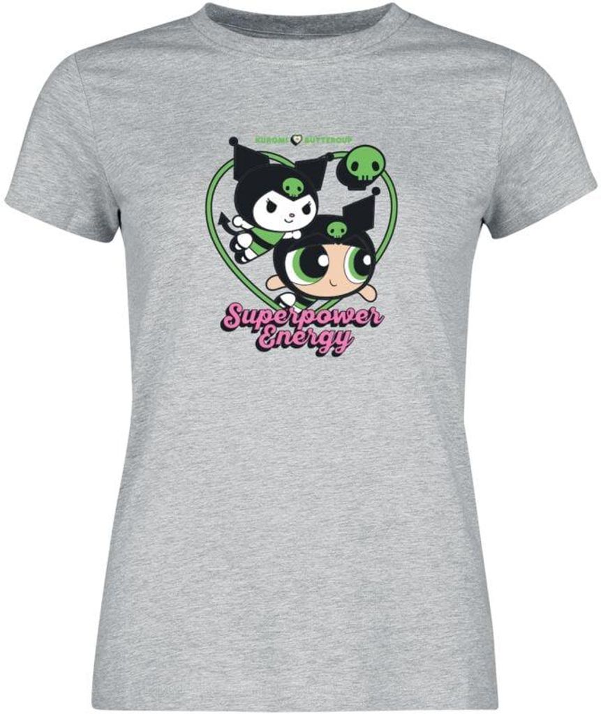 Hello Kitty T-Shirt Damen Hello Kitty & Powerpuff Girls - Superpower Energy grau meliert XL