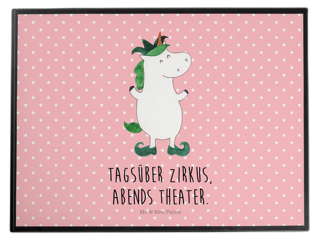 Mr. & Mrs. Panda Tischunterlage Einhorn Joker - Rot Pastell - Geschenk, Hofnarr, malunterlagen, Mittelalter, schreibtischunterlagen, Einhörner, Sc...