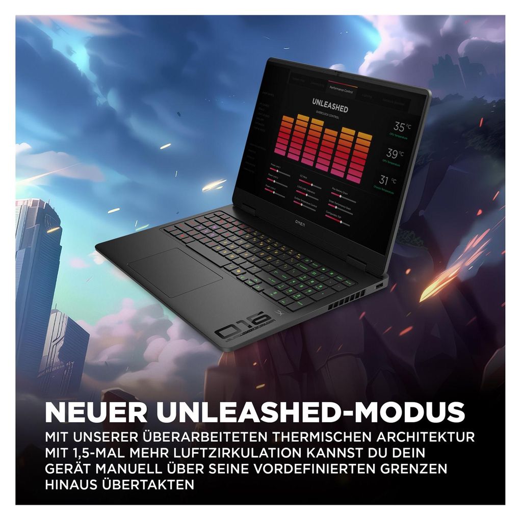 HP OMEN by HP Laptop 16-am0277ng - Intel Core Ultra 7 255H - FreeDOS 3.0 - GeForce RTX 5070 - 24 GB RAM - 1 TB SSD NVMe - 40.6 cm (16")