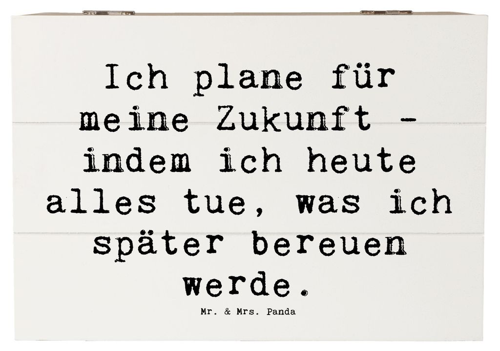 Mr. & Mrs. Panda Holzkiste Spruch Lebensziele und Abenteuer 22 x 15 cm - Weiß - Geschenk, Gefühl, Schatzkiste, Stimmungen, fotobox, Entscheidunge...