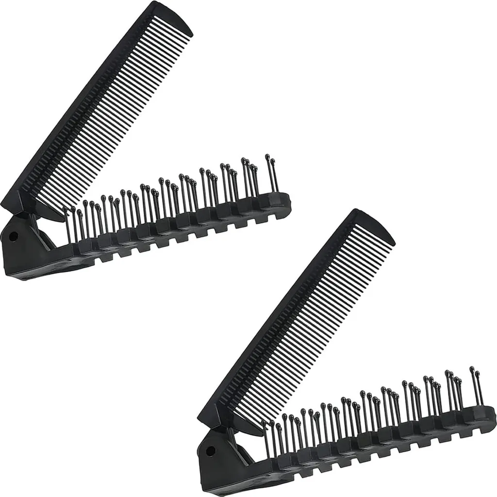 Brosse pliable noire lot de 2 : peigne à barbe nomade ultra résistant