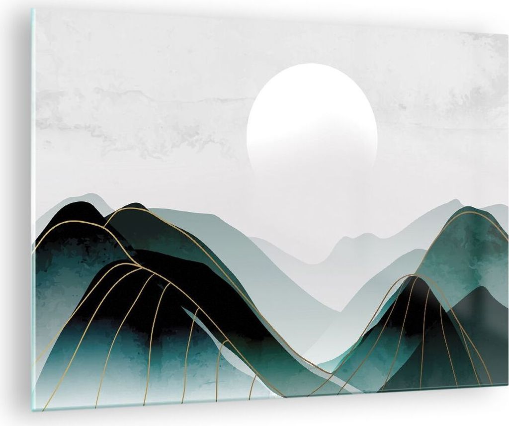 Bilder auf glas - Einteilig - Abstraktion Berge Stück - 70x50cm - Glasbilder - Wandbilder - Bilder - zum Aufhängen bereit - Wanddekoration aus Gl...