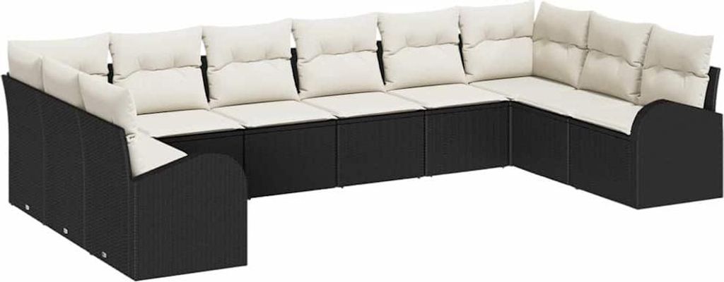 "im Sonderangebot" Sofa Set mit Kissen 10 pcs Schwarz Polyrattan - Terassenmöbel DEMöbel382659