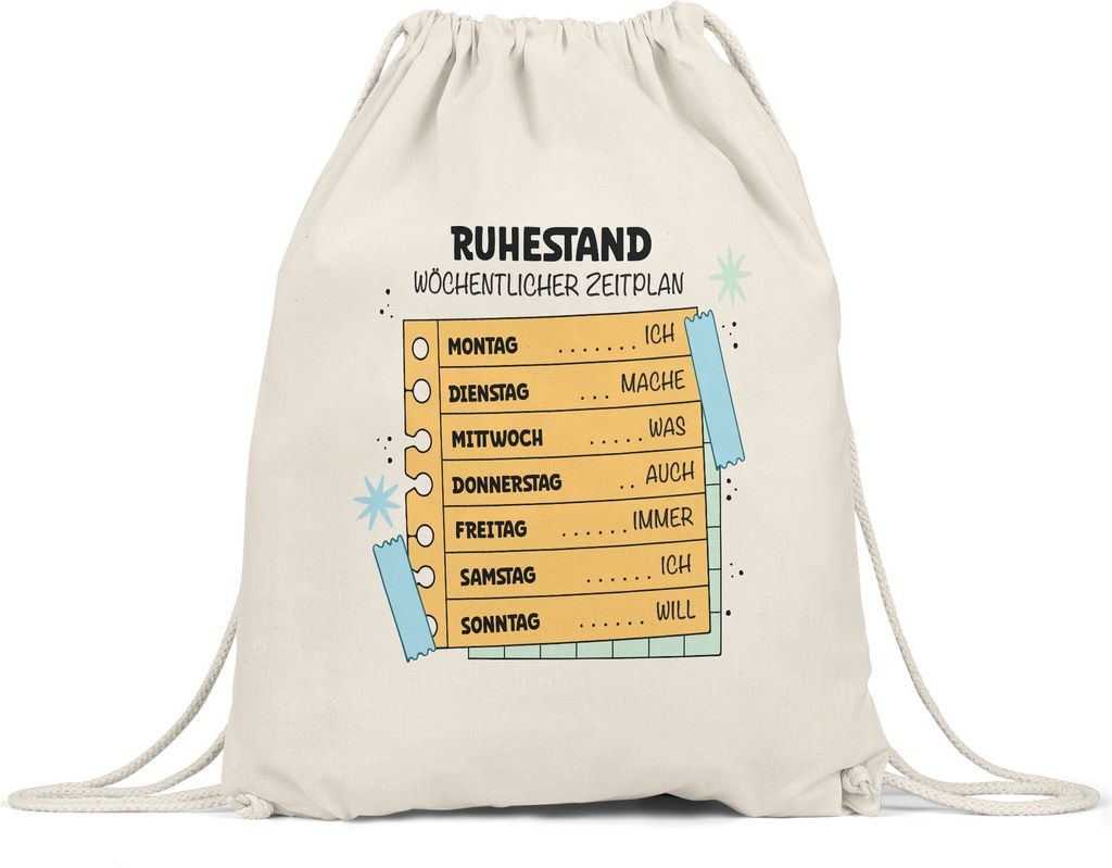 Ruhestand Wöchentlicher Zeitplan Turnbeutel Gymsack Wochenplan Zeitplan Ruhestand Pension Plan Tagesstruktur Rente