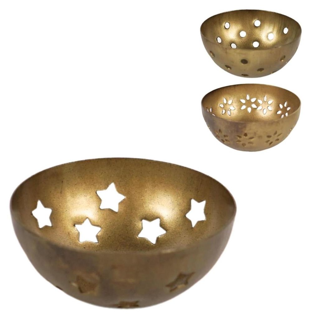 Teelichthalter-Bernsteinhalter Gold 7,5cm