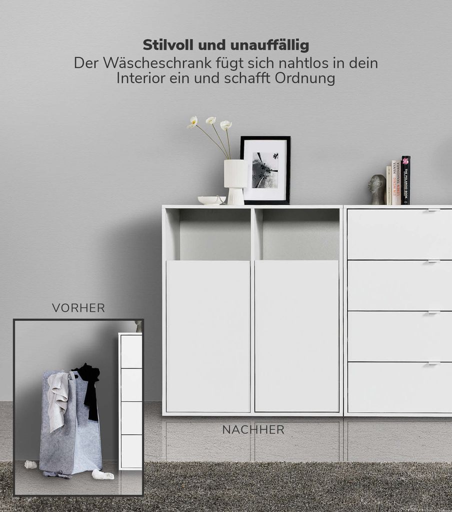 mokebo® Wäscheschrank in Weiß 'Der Wäschehüter', Produktbild 2