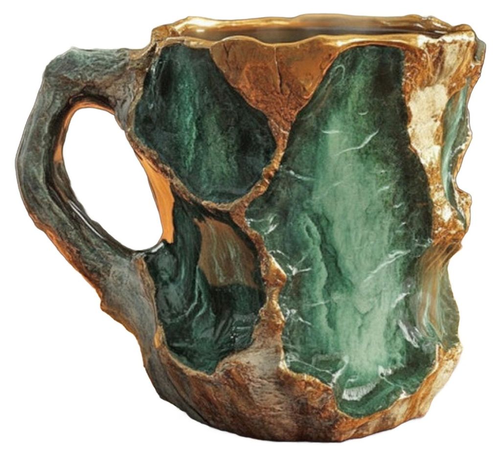 Kaffeebecher aus künstlichem Mineralkristall mit ergonomischem Griff, 325 ml, handgefertigt, 3D-Mineralstein-Design, geeignet für Tee, Milch und ...