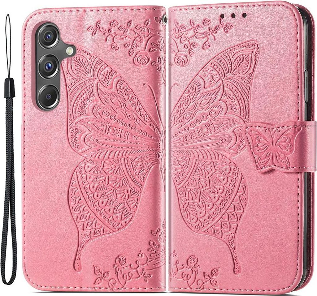 Samsung Galaxy A15 Hülle - Coverup Schmetterling Klapphülle - Rosa