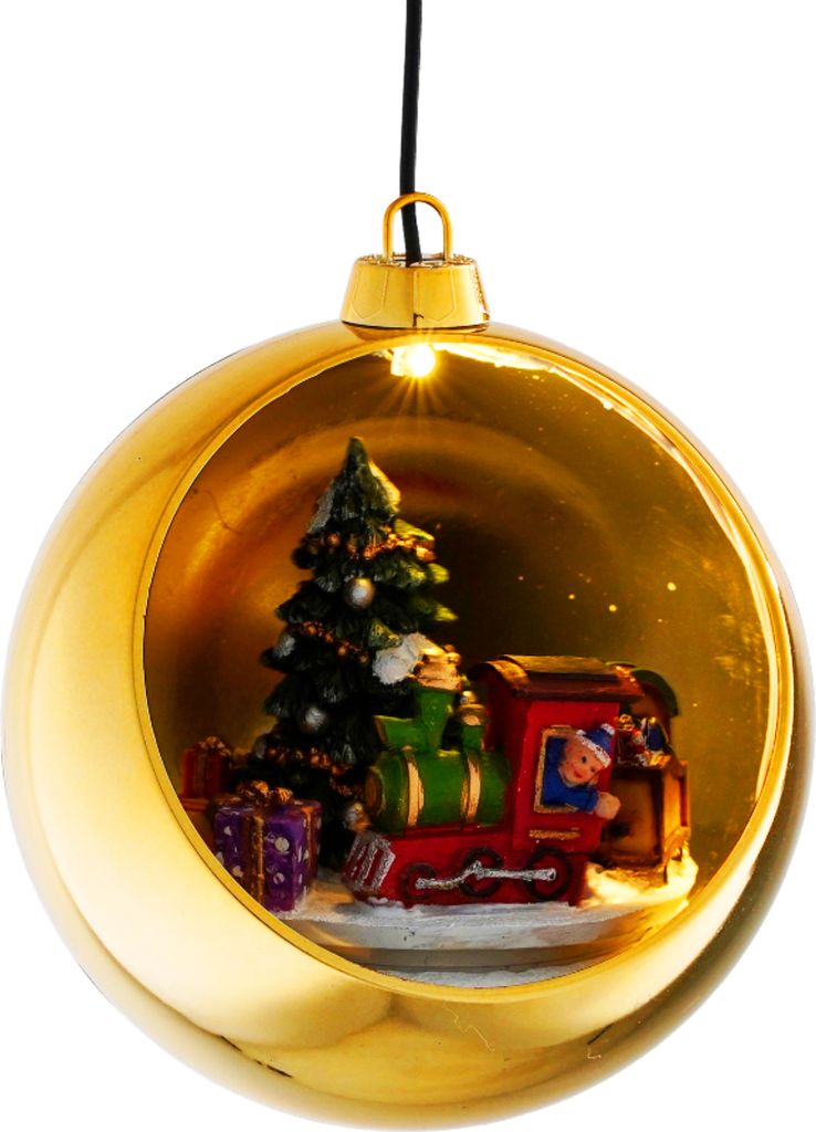 LED-Ornament, drehbare Dekoration gold 13 cm