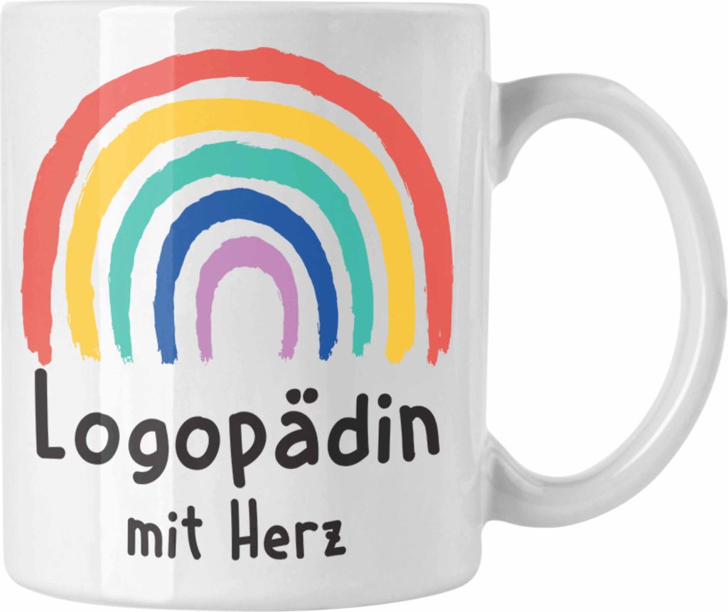 Trendation - Logopädin mit Herz Tasse Danke Geschenk mit Spruch Kaffeetasse Zubehör Dankeschön (Weiß)